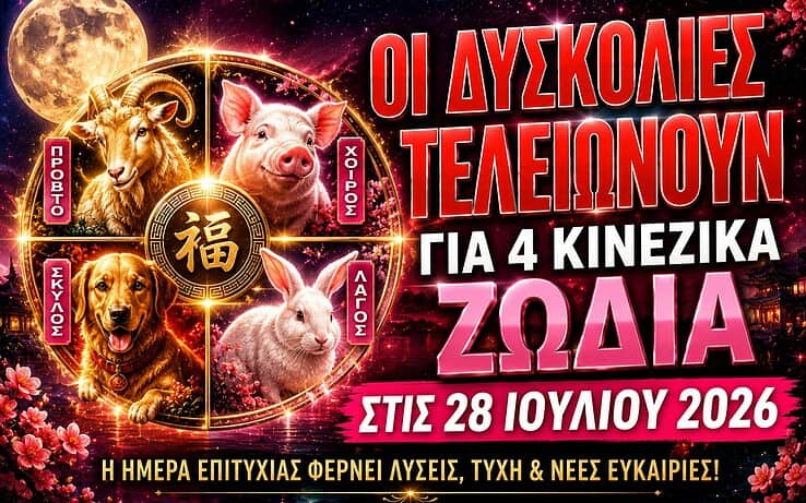 Οι δυσκολίες τελειώνουν για 4 κινέζικα ζώδια στις 28 Ιουλίου 2026