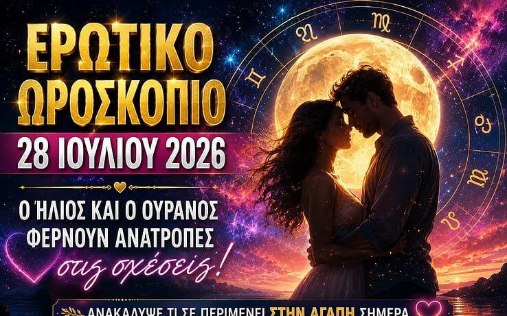 Το Ερωτικό ωροσκόπιο της Τρίτης 28 Ιουλίου 2026: Ο Ήλιος σε σύνοδο με τον Ουρανό φέρνει ανατροπές στην αγάπη
