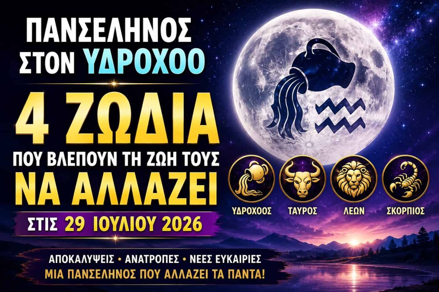 4 ζώδια που βλέπουν τη ζωή τους να αλλάζει ριζικά με την Πανσέληνο του Ιουλίου στον Υδροχόο