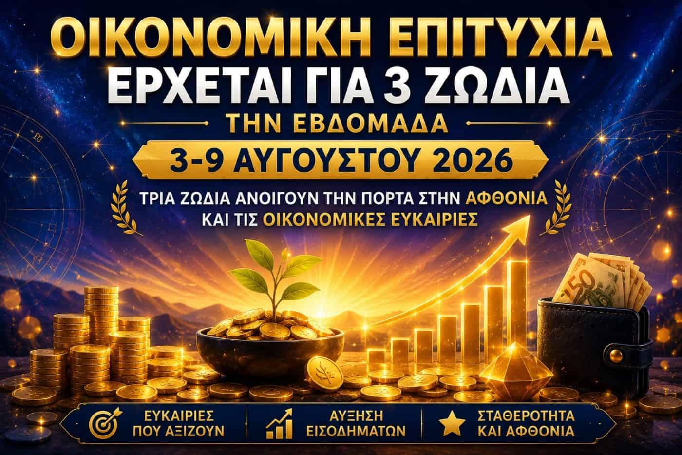 Οικονομική επιτυχία έρχεται για 3 ζώδια την εβδομάδα 3-9 Αυγούστου 2026