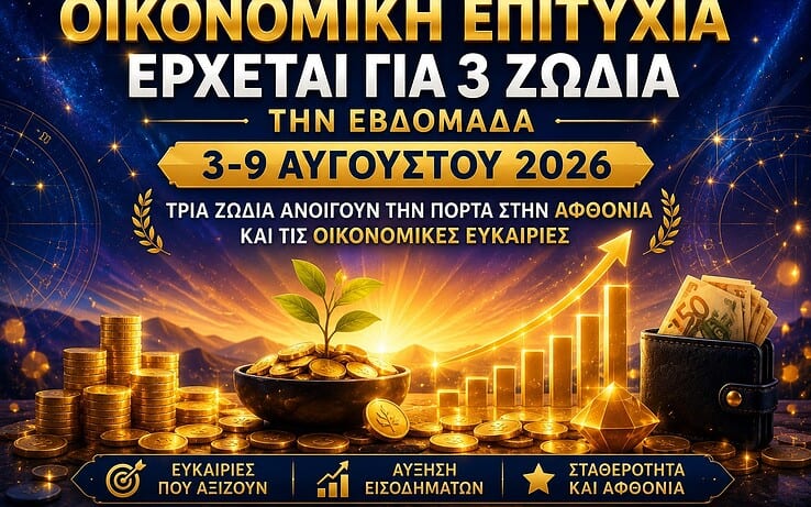Οικονομική επιτυχία έρχεται για 3 ζώδια την εβδομάδα 3-9 Αυγούστου 2026