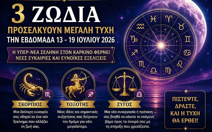 3 Ζώδια Προσελκύουν Μεγάλη Τύχη την Εβδομάδα 13 – 19 Ιουλίου 2026