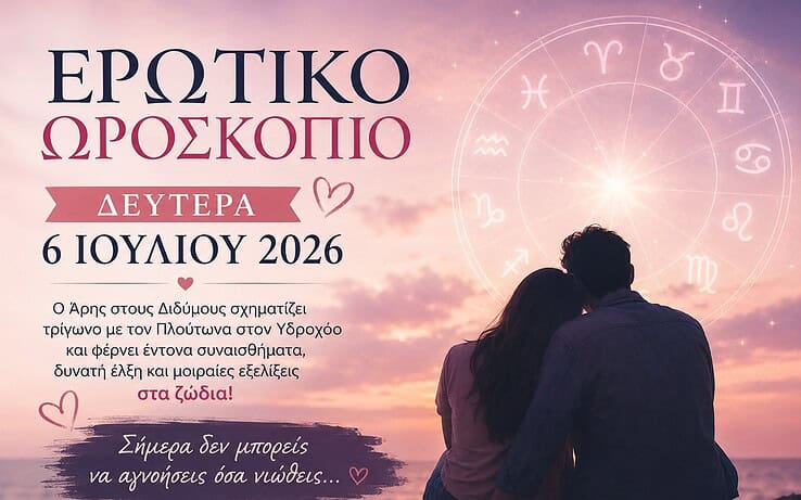 Ερωτικό Ωροσκόπιο Δευτέρας 6 Ιουλίου: Σήμερα δεν μπορείς να αγνοήσεις όσα νιώθεις