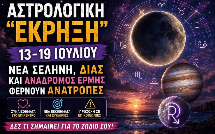 Αστρολογική “έκρηξη” 13-19 Ιουλίου: Νέα Σελήνη, Δίας και ανάδρομος Ερμής φέρνουν ανατροπές
