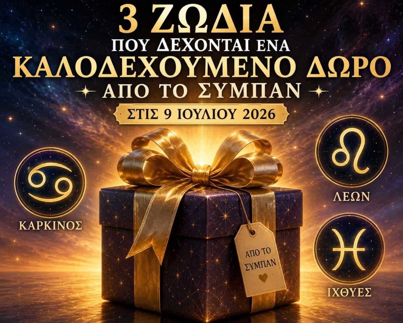 3 Ζώδια που δέχονται ένα απίστευτο δώρο από το Σύμπαν στις 9 Ιουλίου 2026