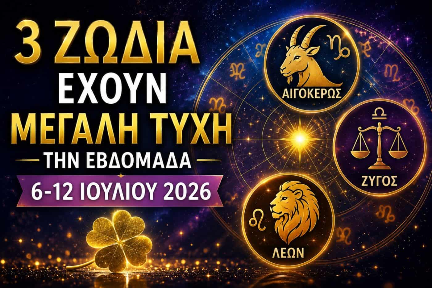 3 Ζώδια Έχουν Μεγάλη Τύχη την Εβδομάδα 6-12 Ιουλίου 2026