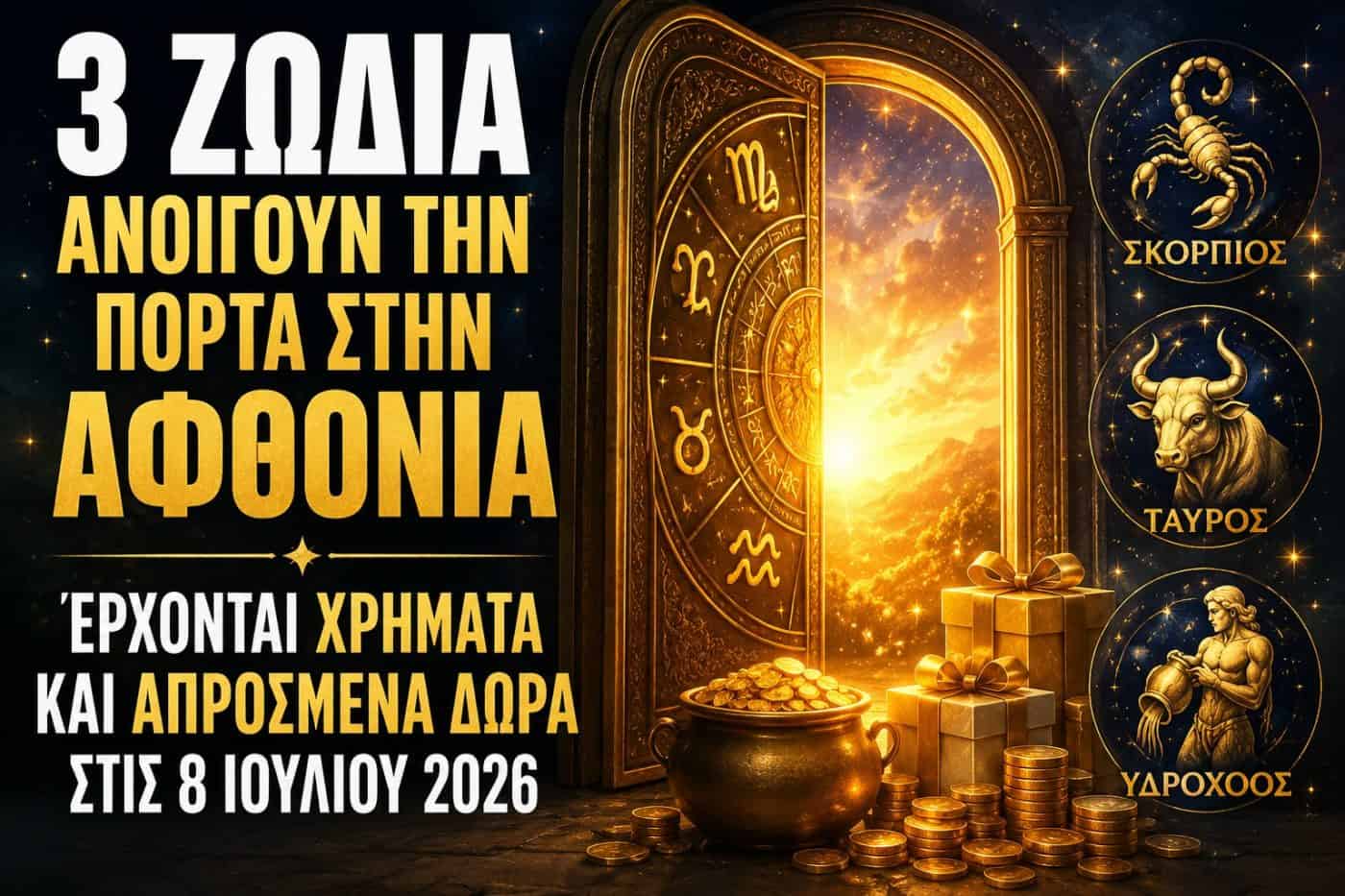 3 ζώδια ανοίγουν την πόρτα στην αφθονία – Έρχονται χρήματα και απρόσμενα δώρα στις 8 Ιουλίου 2026