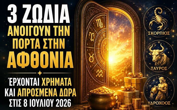 3 ζώδια ανοίγουν την πόρτα στην αφθονία – Έρχονται χρήματα και απρόσμενα δώρα στις 8 Ιουλίου 2026