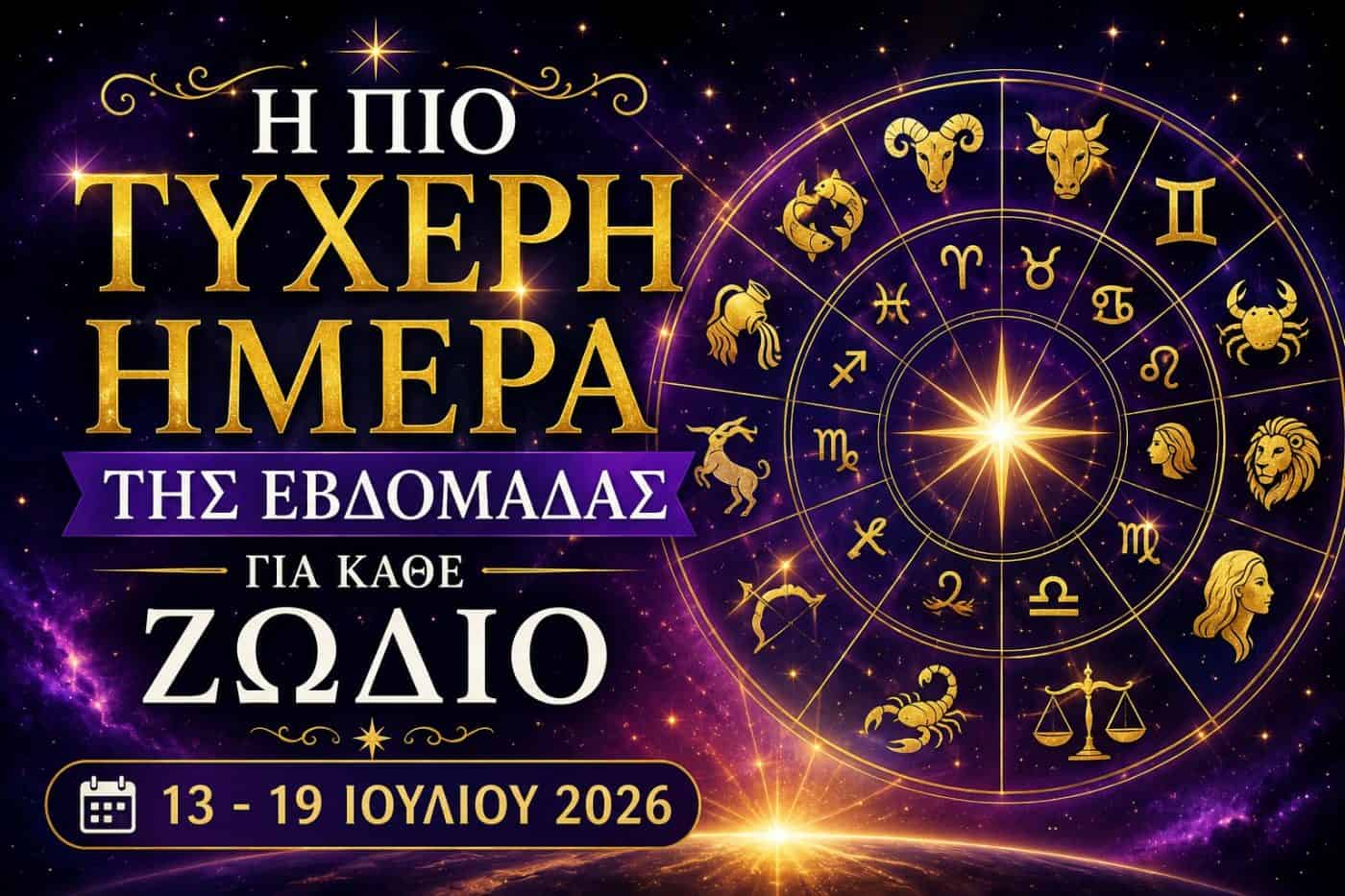 Η πιο τυχερή ημέρα της εβδομάδας για κάθε ζώδιο (13 – 19 Ιουλίου 2026)