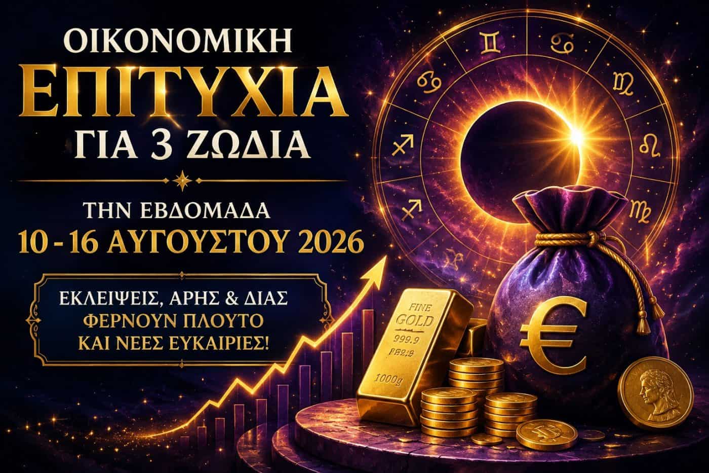 Οικονομική επιτυχία για 3 ζώδια την εβδομάδα 10 – 16 Αυγούστου 2026 – Οι ευκαιρίες που αλλάζουν τα δεδομένα