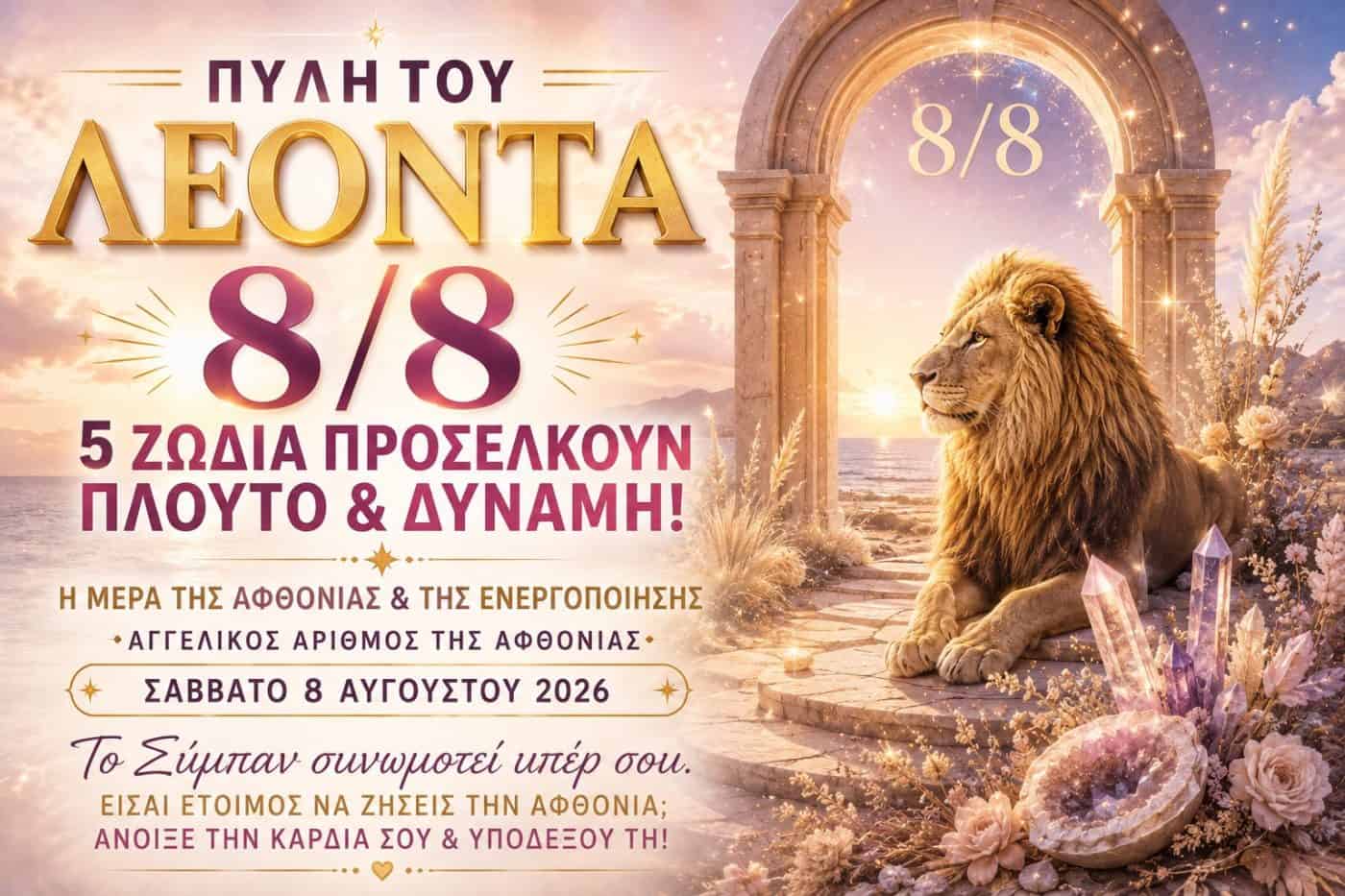 5 ζώδια προσελκύουν πλούτο και δύναμη στην πύλη του Λέοντα 8/8 το Σάββατο 8 Αυγούστου 2026