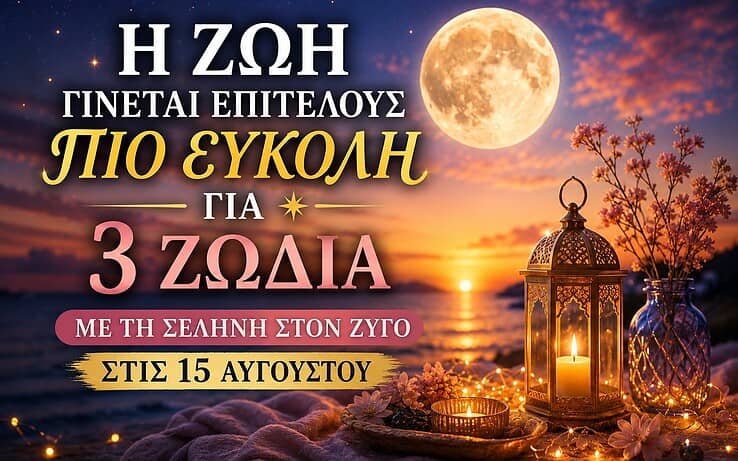 Η ζωή γίνεται επιτέλους πιο εύκολη για 3 ζώδια με τη Σελήνη στον Ζυγό στις 15 Αυγούστου