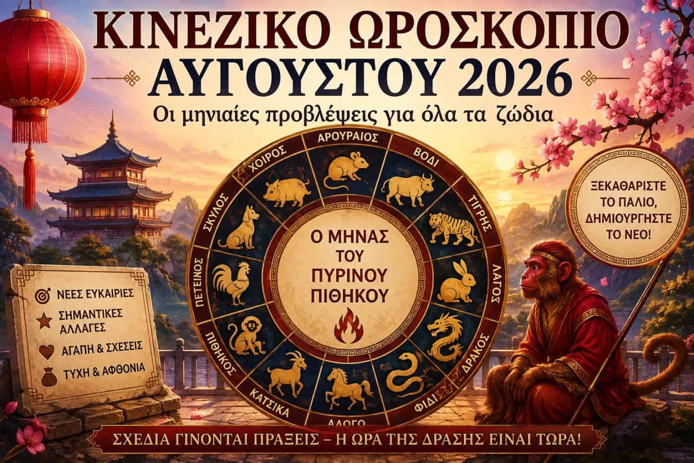 Κινέζικο Ωροσκόπιο Αυγούστου 2026: Οι μηνιαίες προβλέψεις για όλα τα ζώδια