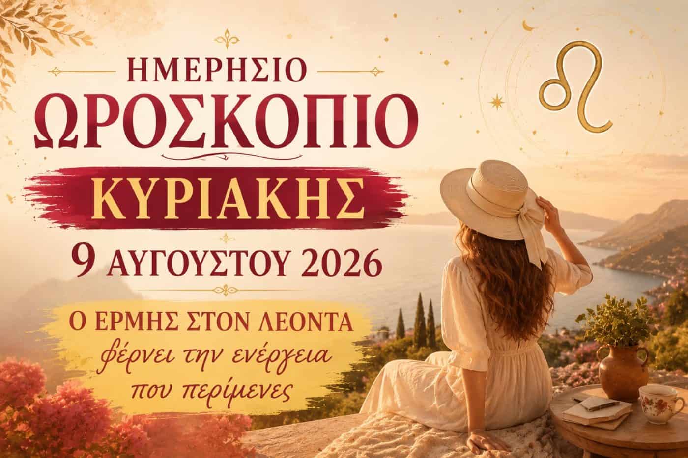 Ημερήσιο Ωροσκόπιο Κυριακής 9 Αυγούστου 2026: Ο Ερμής στον Λέοντα φέρνει την ενέργεια που περίμενες