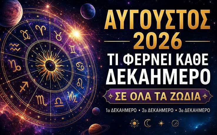 Προβλέψεις Αυγούστου 2026: Αναλυτικά τα τρία δεκαήμερα για κάθε ζώδιο