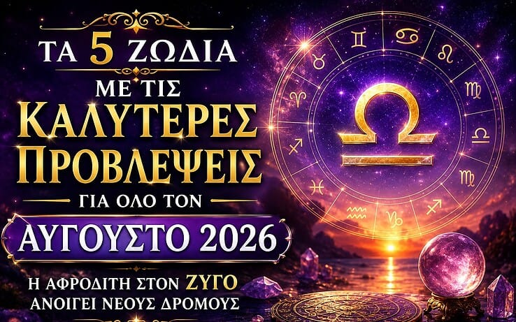 Τα 5 ζώδια με τις καλύτερες προβλέψεις για όλο τον Αύγουστο 2026 – Ένας μήνας γεμάτος ευκαιρίες και ευλογίες