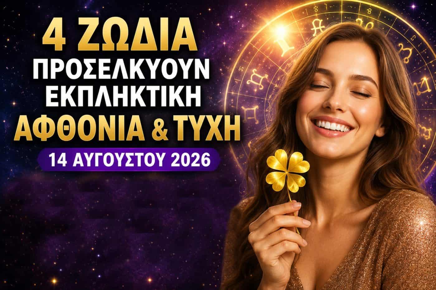 4 ζώδια προσελκύουν εκπληκτική αφθονία & τύχη την Παρασκευή 14 Αυγούστου