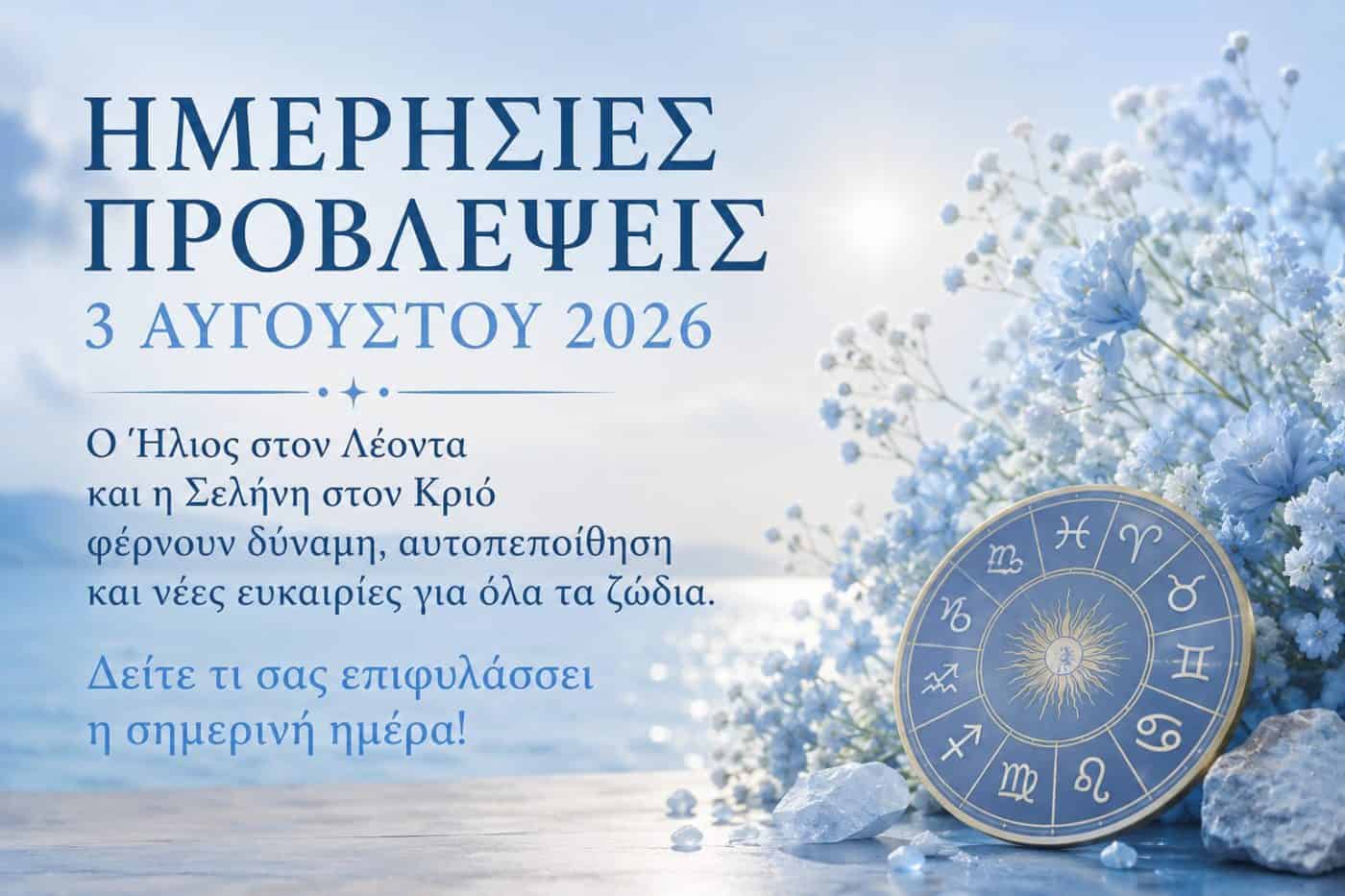 Οι ημερήσιες προβλέψεις για τη Δευτέρα 3 Αυγούστου 2026 – Όλοι παίρνουν φωτιά!