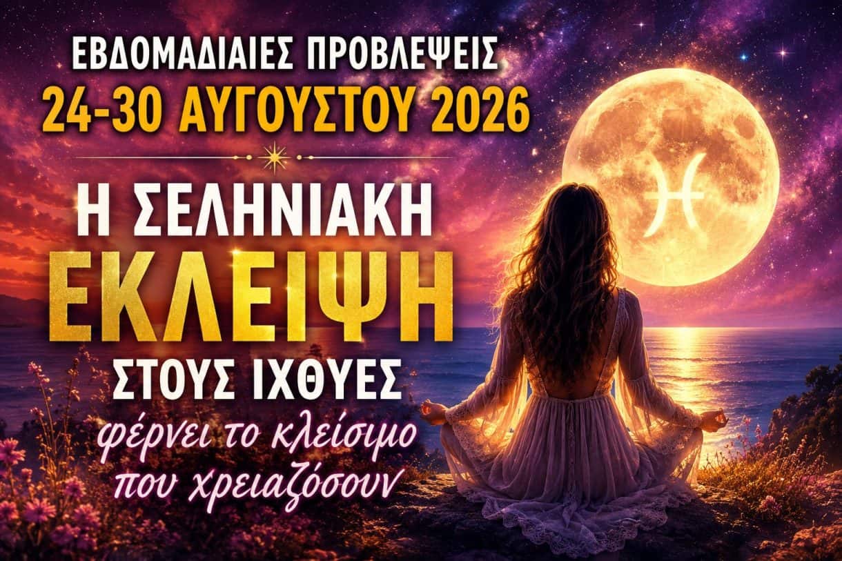 Εβδομαδιαίες προβλέψεις 24-30 Αυγούστου 2026: Η σεληνιακή έκλειψη στους Ιχθύες φέρνει το κλείσιμο που χρειαζόσουν