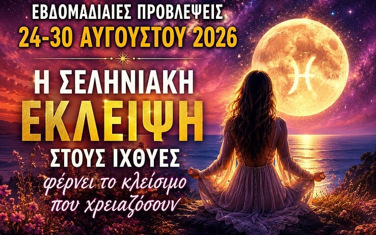 Εβδομαδιαίες προβλέψεις 24-30 Αυγούστου 2026: Η σεληνιακή έκλειψη στους Ιχθύες φέρνει το κλείσιμο που χρειαζόσουν