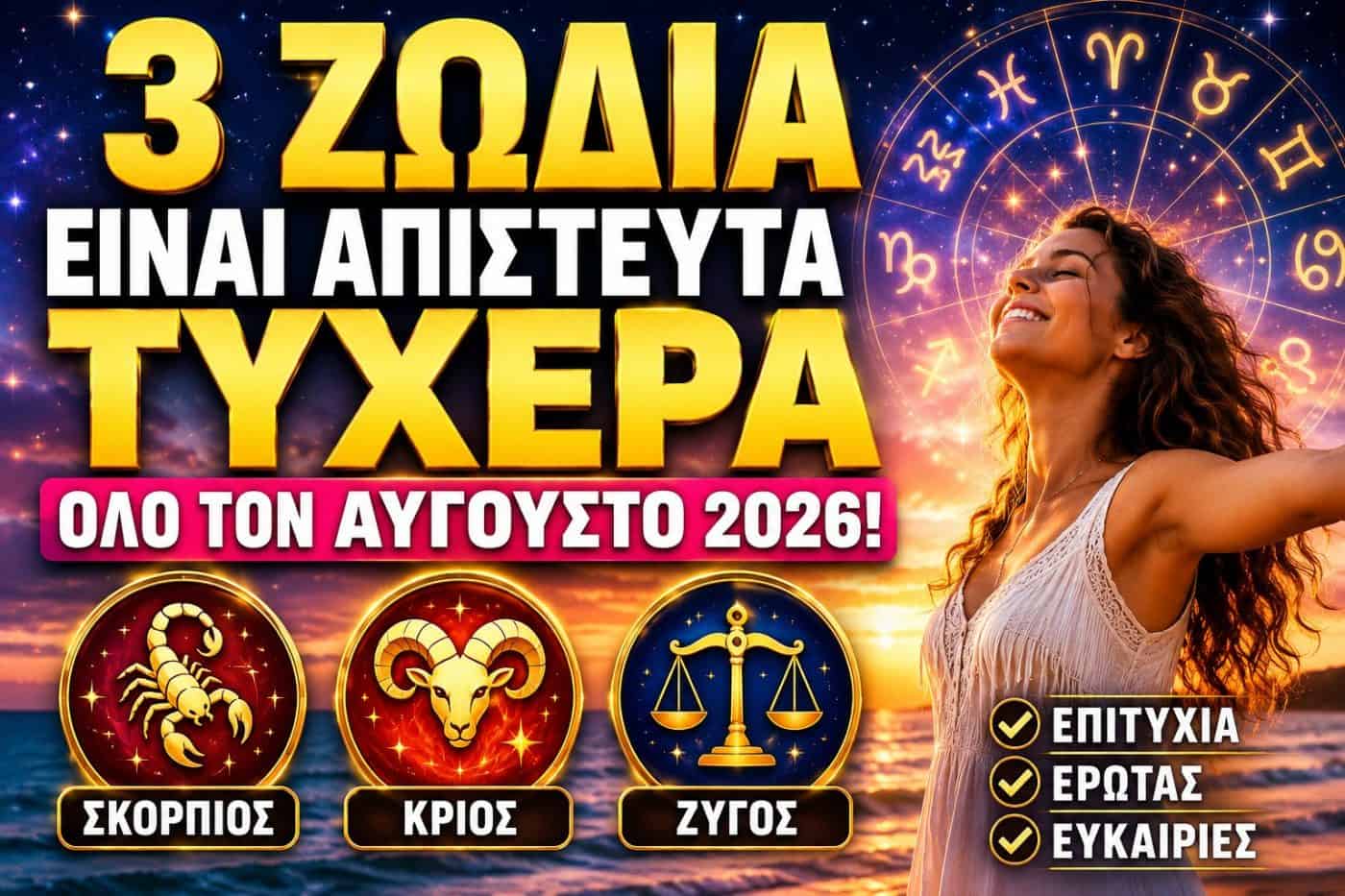 3 ζώδια έχουν απίστευτη τύχη όλο τον Αύγουστο του 2026