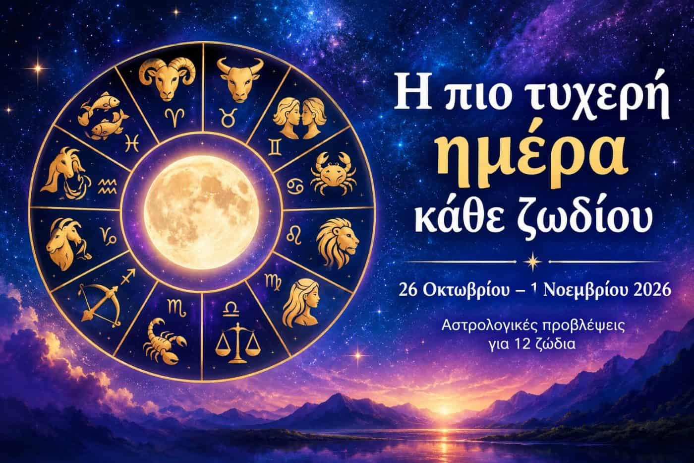 Η πιο τυχερή ημέρα της εβδομάδας για κάθε ζώδιο από τις 26 Οκτωβρίου έως την 1η Νοεμβρίου 2026