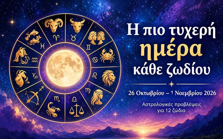 Η πιο τυχερή ημέρα της εβδομάδας για κάθε ζώδιο από τις 26 Οκτωβρίου έως την 1η Νοεμβρίου 2026
